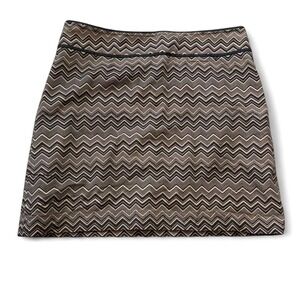LOFT‎ Black & Tan Chevron Mini Skirt, Women's Size 12